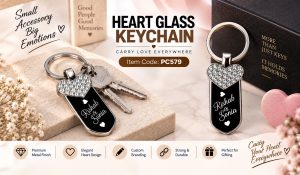 PC579 HEART GLASS KEYCHAIN