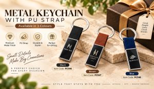 PC546 METAL KEYCHAIN WITH PU STRAP