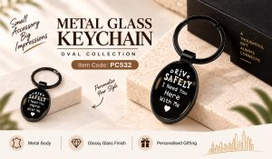 PC532 BLACK GLASS KEYCHAIN