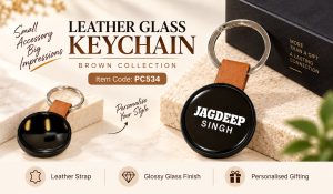 PC534 LEATHER GLASS KEYCHAIN