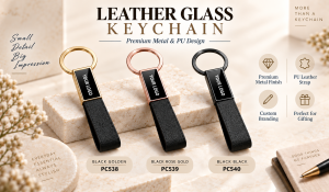 PC538 LEATHER GLASS KEYCHAIN